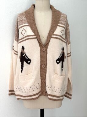 Korye Horse Western Equestrian Cardigan NWT Button Front Cowgirl M/L